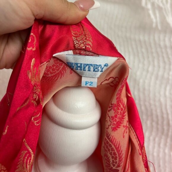 Vintage Japanese Kimono Robe Adult Large Red Gold from Japan Whitby F2 - Picture 8 of 12